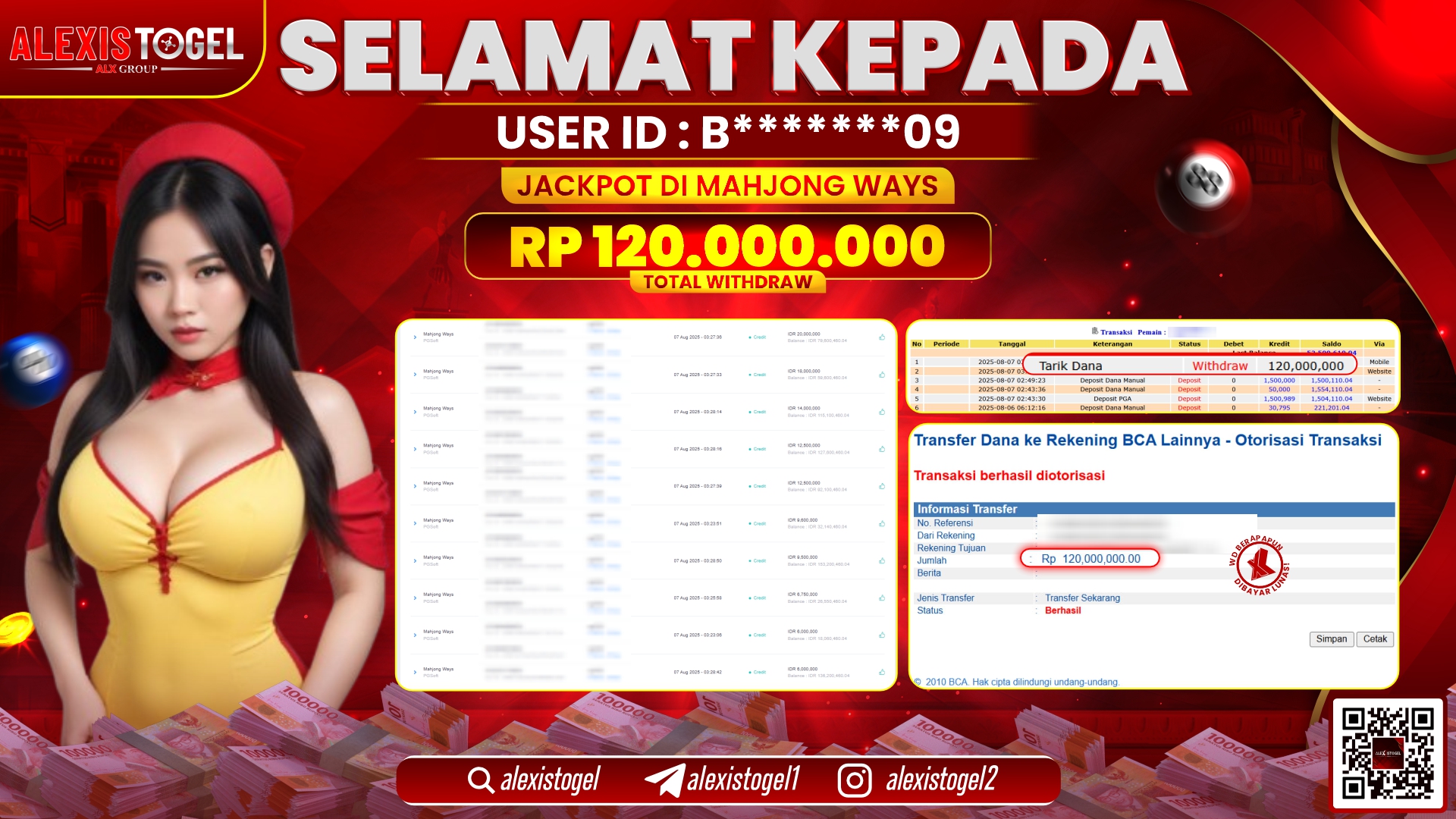 ALEXISTOGEL di SLOT MAHJONG WAYS RP.120.000.000 LUNAS