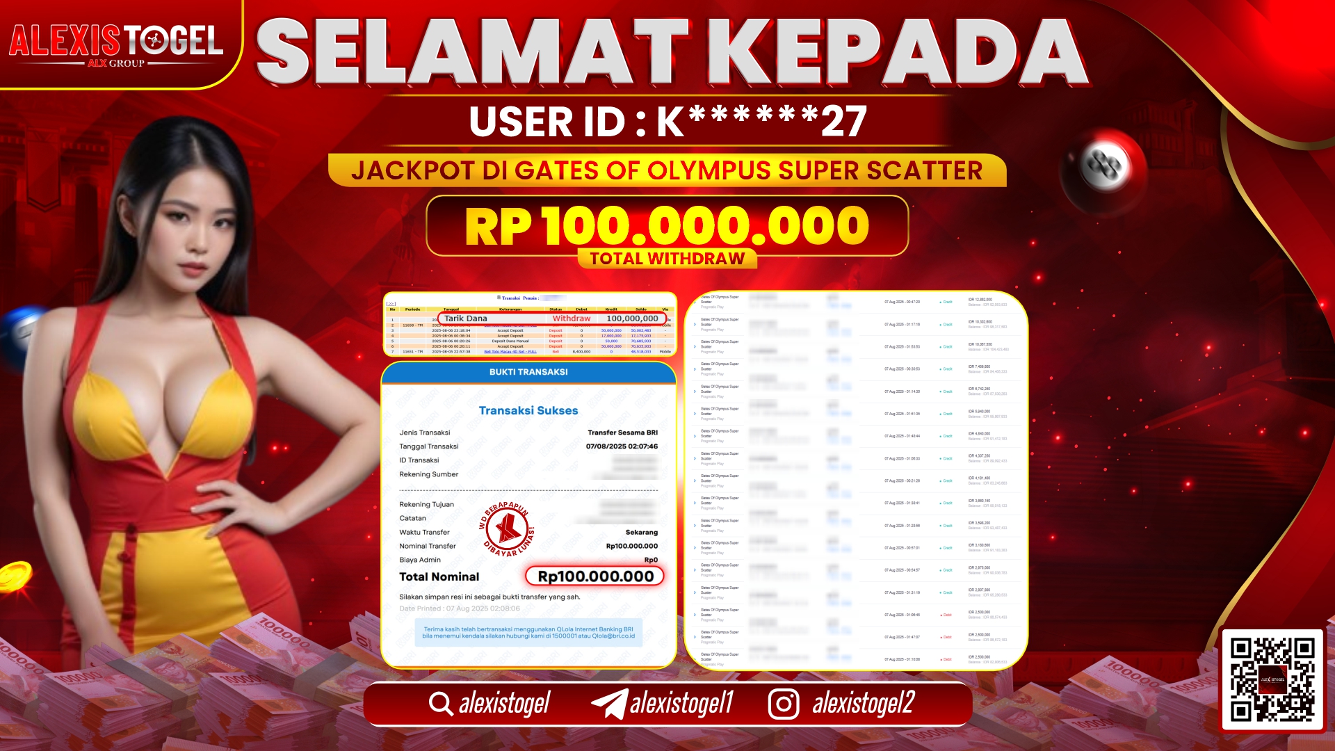 ALEXISTOGEL di SLOT GATES OF OLYMPUS SUPER SCATTER RP.100.000.000 LUNAS