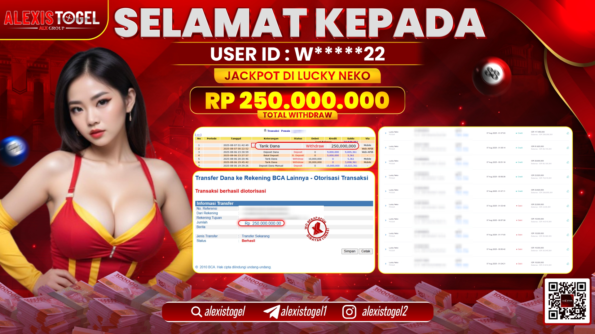 ALEXISTOGEL di SLOT LUCKY NEKO RP.250.000.000 LUNAS