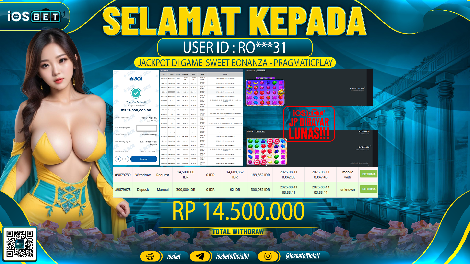 Bukti Pembayaran LUNAS SLOT GAME GACOR  Rp.14.500.000