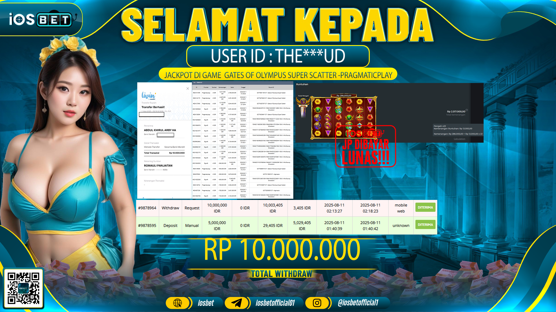 Bukti Pembayaran LUNAS SLOT GAME GACOR  Rp.10.000.000