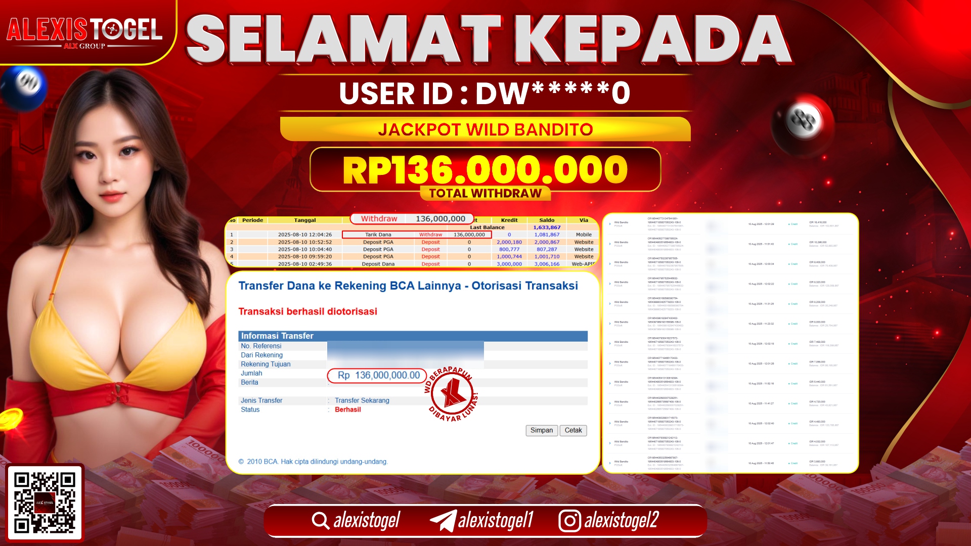 ALEXISTOGEL di SLOT WILD BANDITO RP.136.000.000 LUNAS