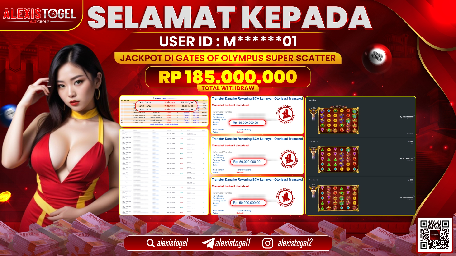 ALEXISTOGEL di SLOT GATES OF OLYMPUS SUPER SCATTER RP.185.000.000 LUNAS