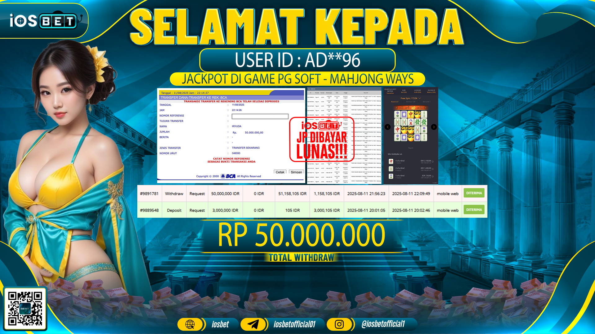 Bukti Pembayaran LUNAS SLOT GAME GACOR  Rp.50.000.000
