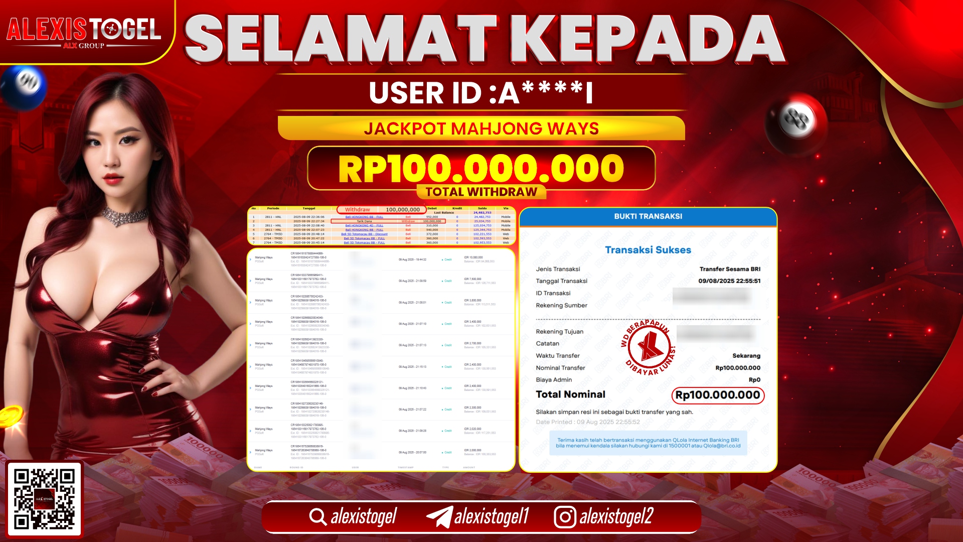 ALEXISTOGEL di SLOT MAHJONG WAYS RP.100.000.000 LUNAS