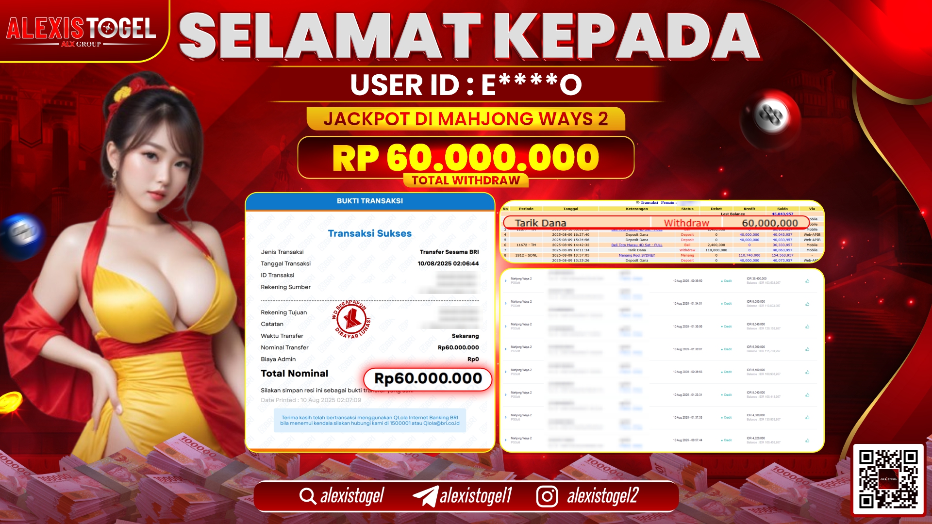 ALEXISTOGEL di SLOT MAHJONG WAYS RP.60.000.000 LUNAS