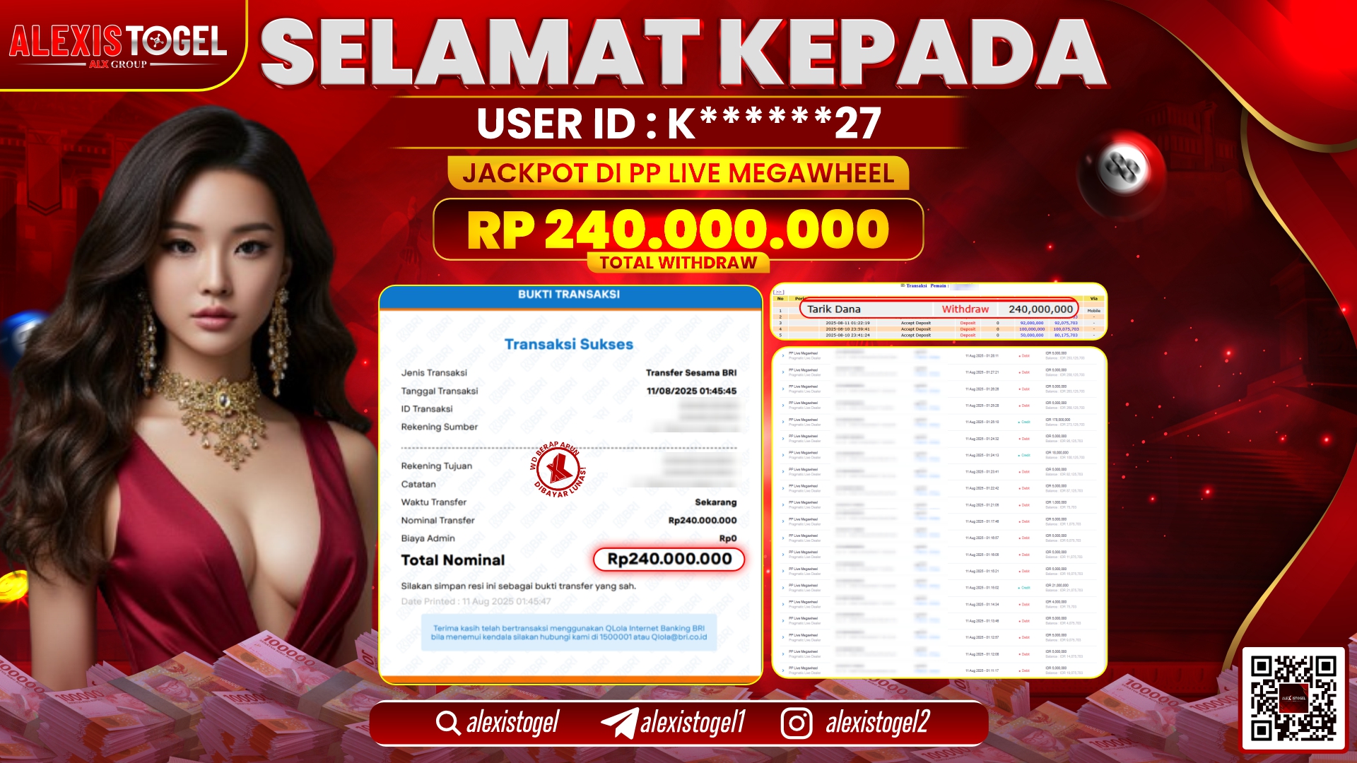 ALEXISTOGEL di PP LIVE MEGAWHEEL RP.240.000.000 LUNAS