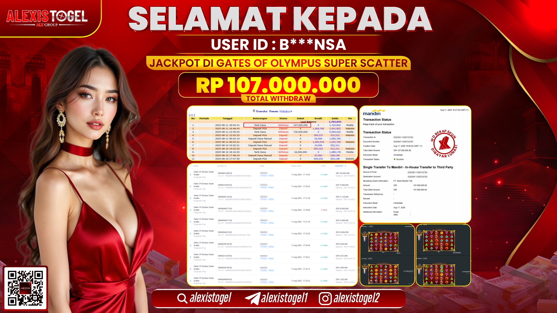 ALEXISTOGEL di SLOT GATES OF OLYMPUS SUPER SCATTER RP.107.000.000 LUNAS