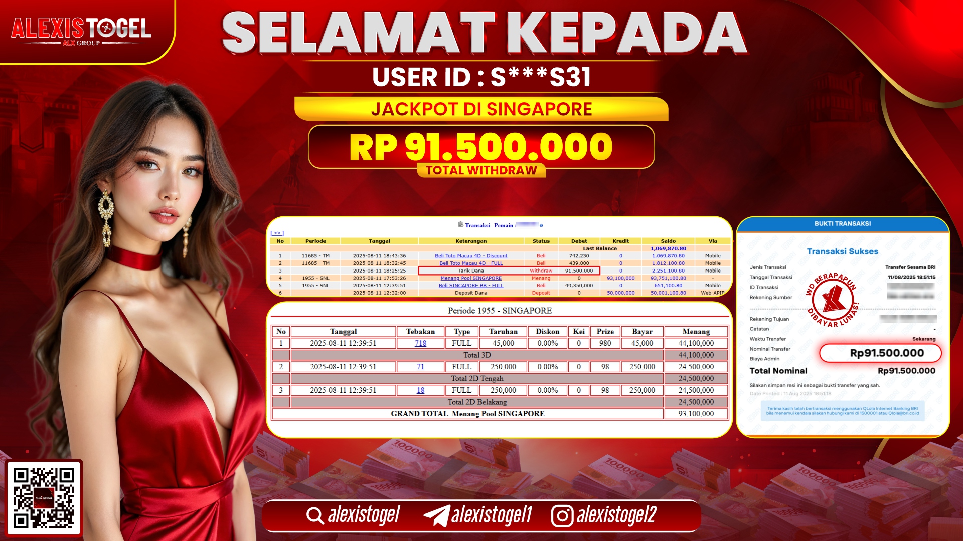 ALEXISTOGEL di TOGEL SINGAPORE RP.91.500.000 LUNAS