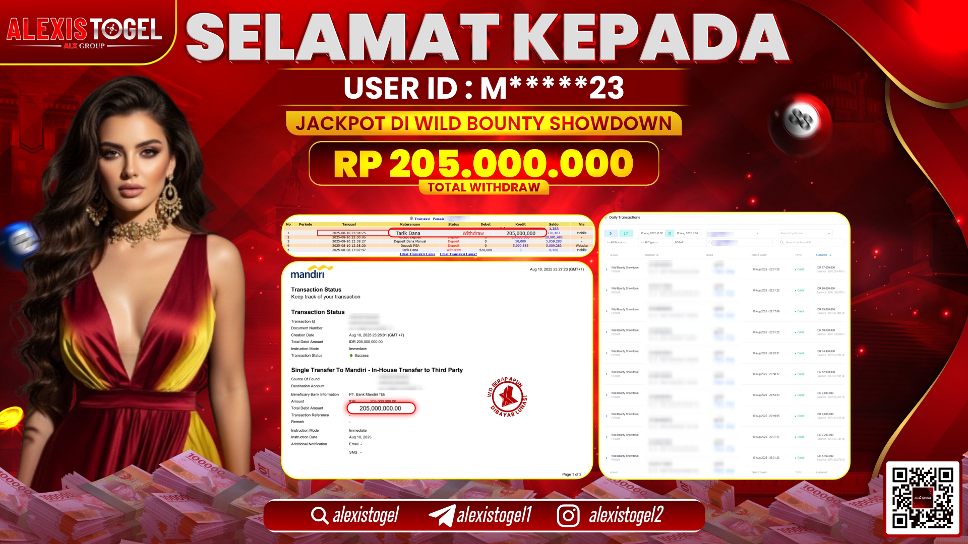 ALEXISTOGEL di SLOT WILD BOUNTY SHOWDOWN RP.205.000.000 LUNAS