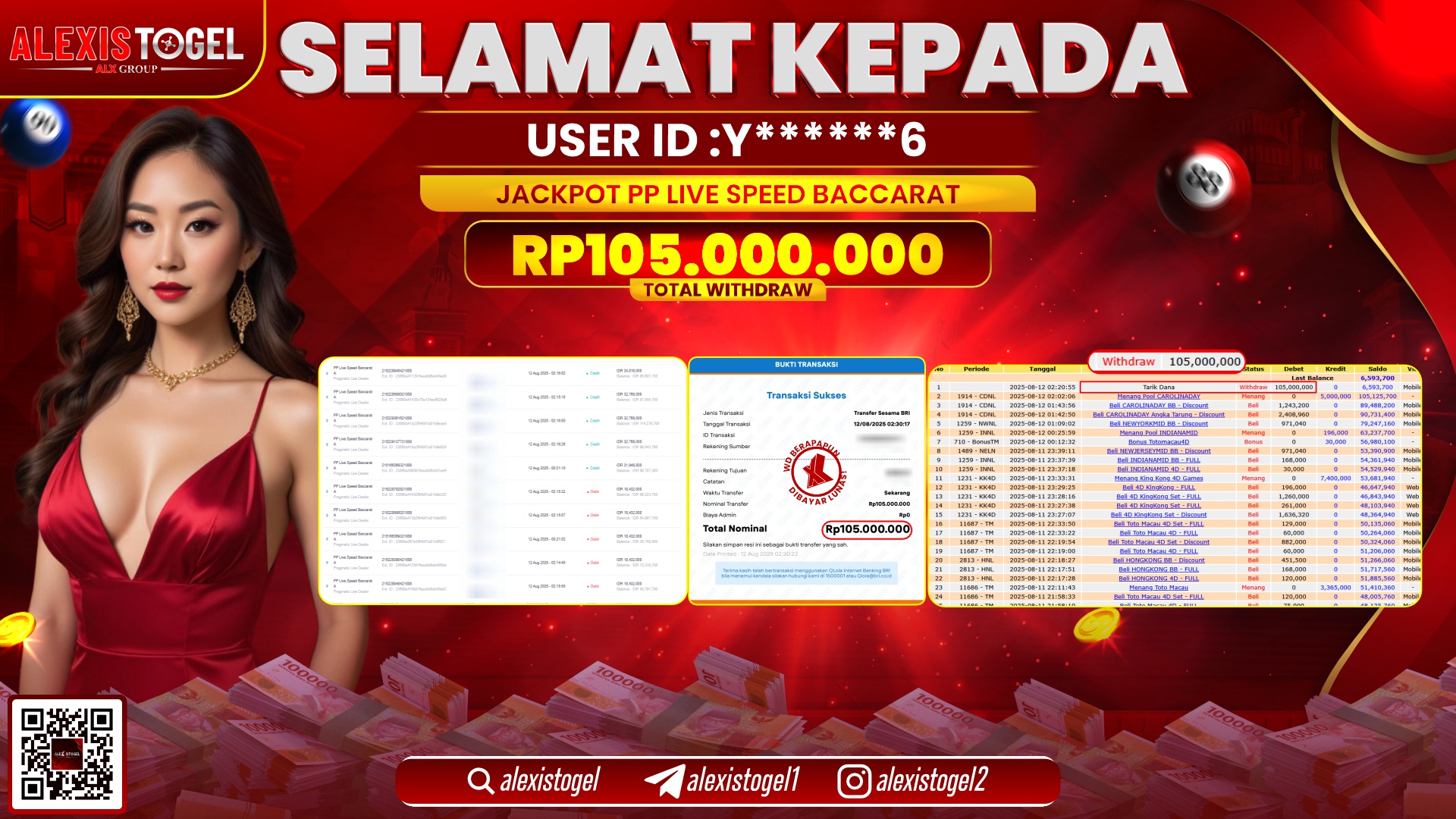 ALEXISTOGEL di PP LVE SPEED BACCARAT RP.105.000.000 LUNAS