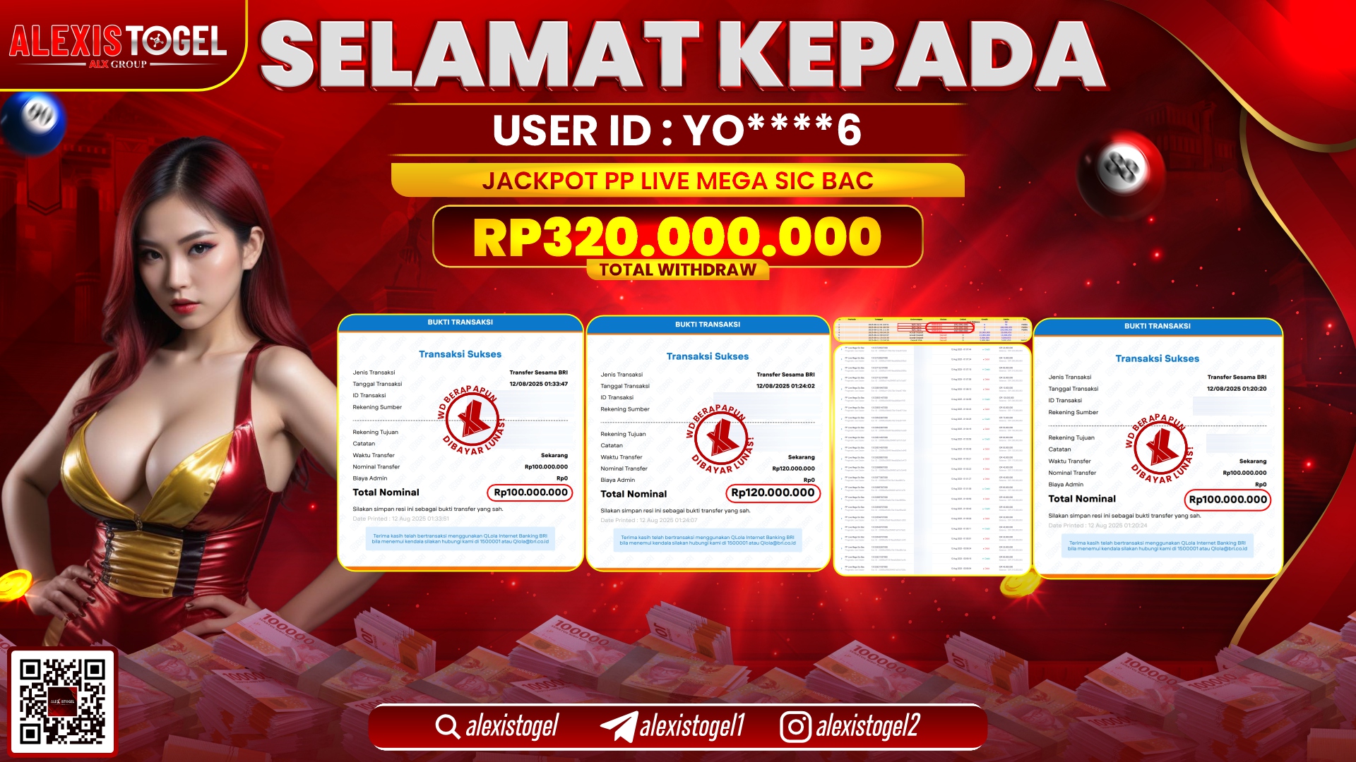 ALEXISTOGEL di PP LIVE MEGA SIC BAC RP.320.000.000 LUNAS