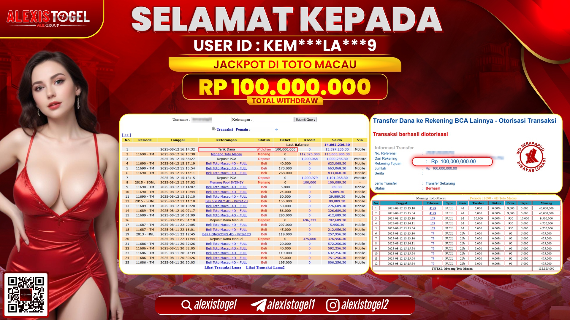 ALEXISTOGEL di TOGEL TOTOMACAU RP.100.000.000 LUNAS