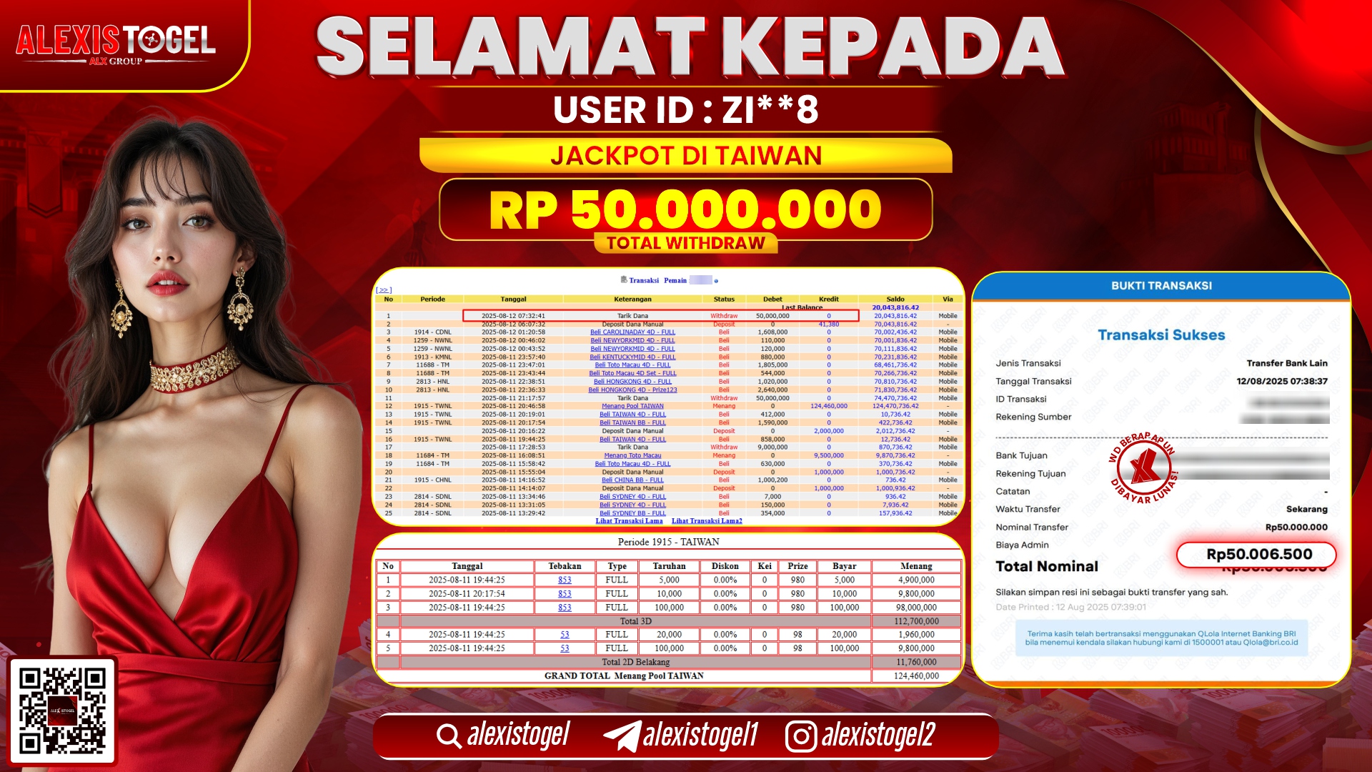ALEXISTOGEL di TOGEL TAIWAN RP.50.000.000 LUNAS