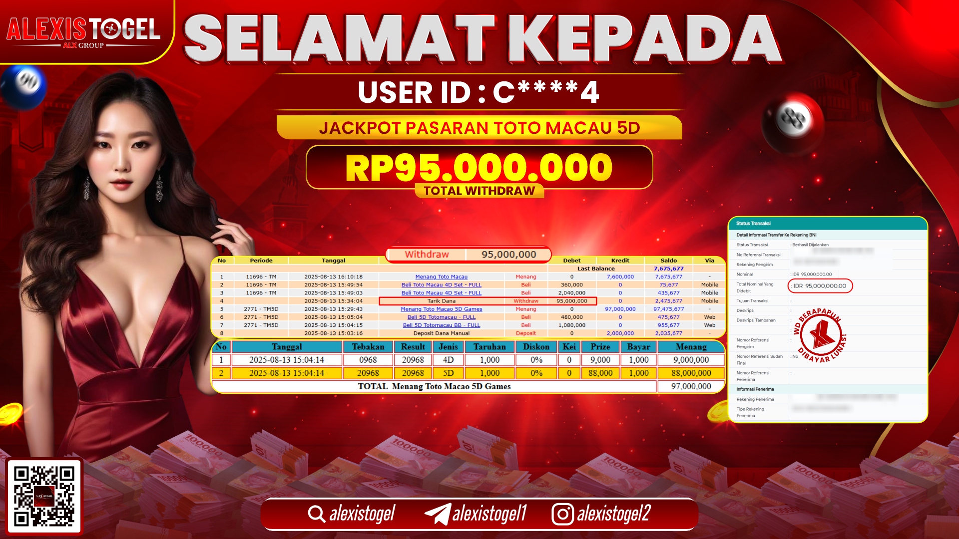 ALEXISTOGEL di TOGEL TOTOMACAU 5D RP.95.000.000 LUNAS
