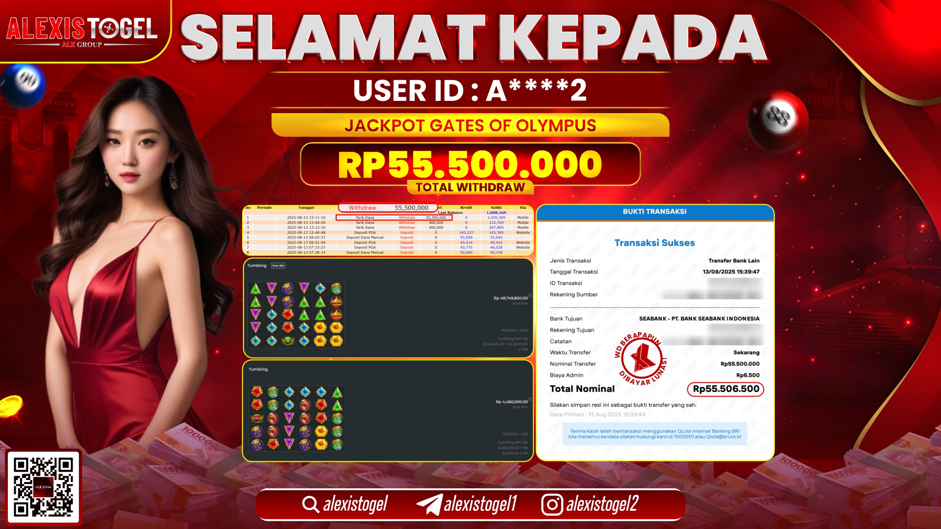 ALEXISTOGEL di SLOT GATES OF OLYMPUS RP.55.500.000 LUNAS