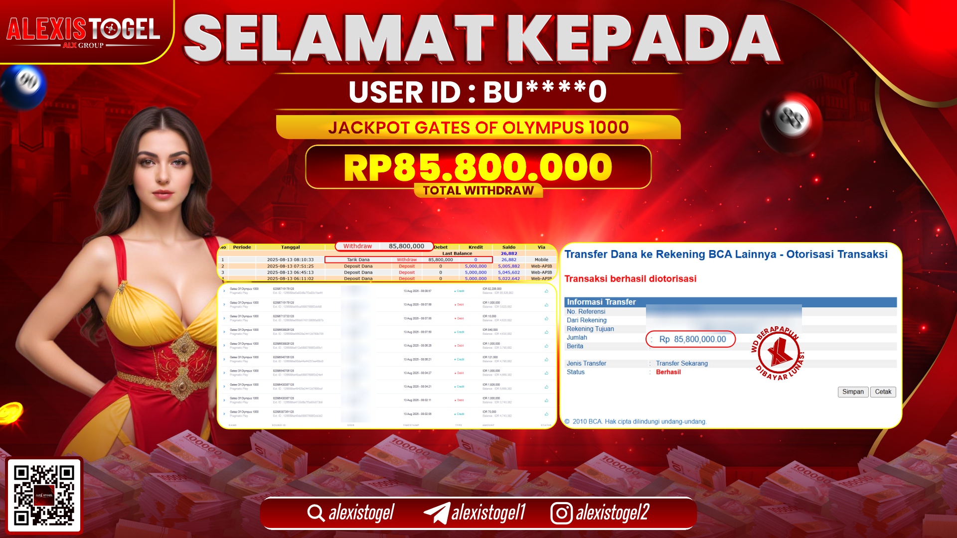 ALEXISTOGEL di SLOT GATES OF OLYMPUS 1000 RP.85.800.000 LUNAS