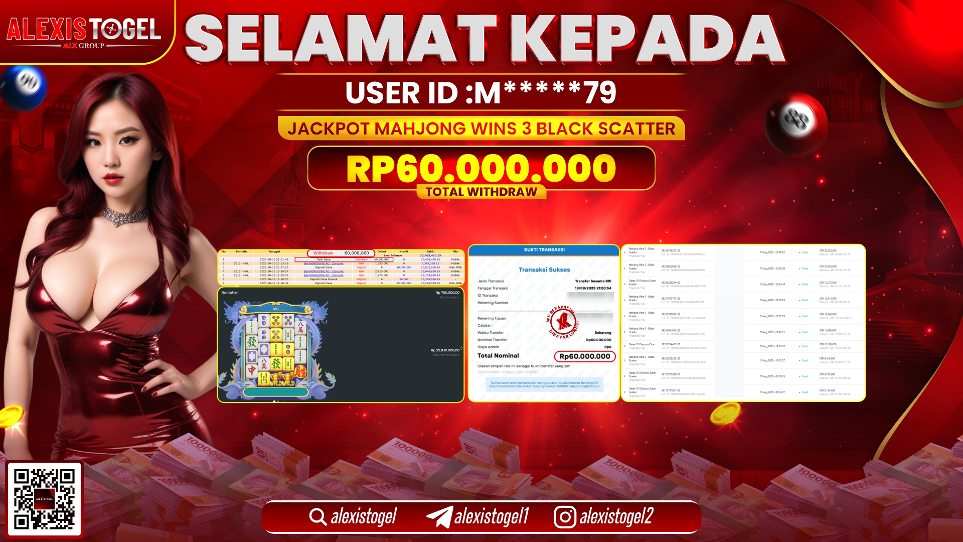 ALEXISTOGEL di SLOT MAHJONG WINS 3 BLACK SCATTER RP.60.000.000 LUNAS