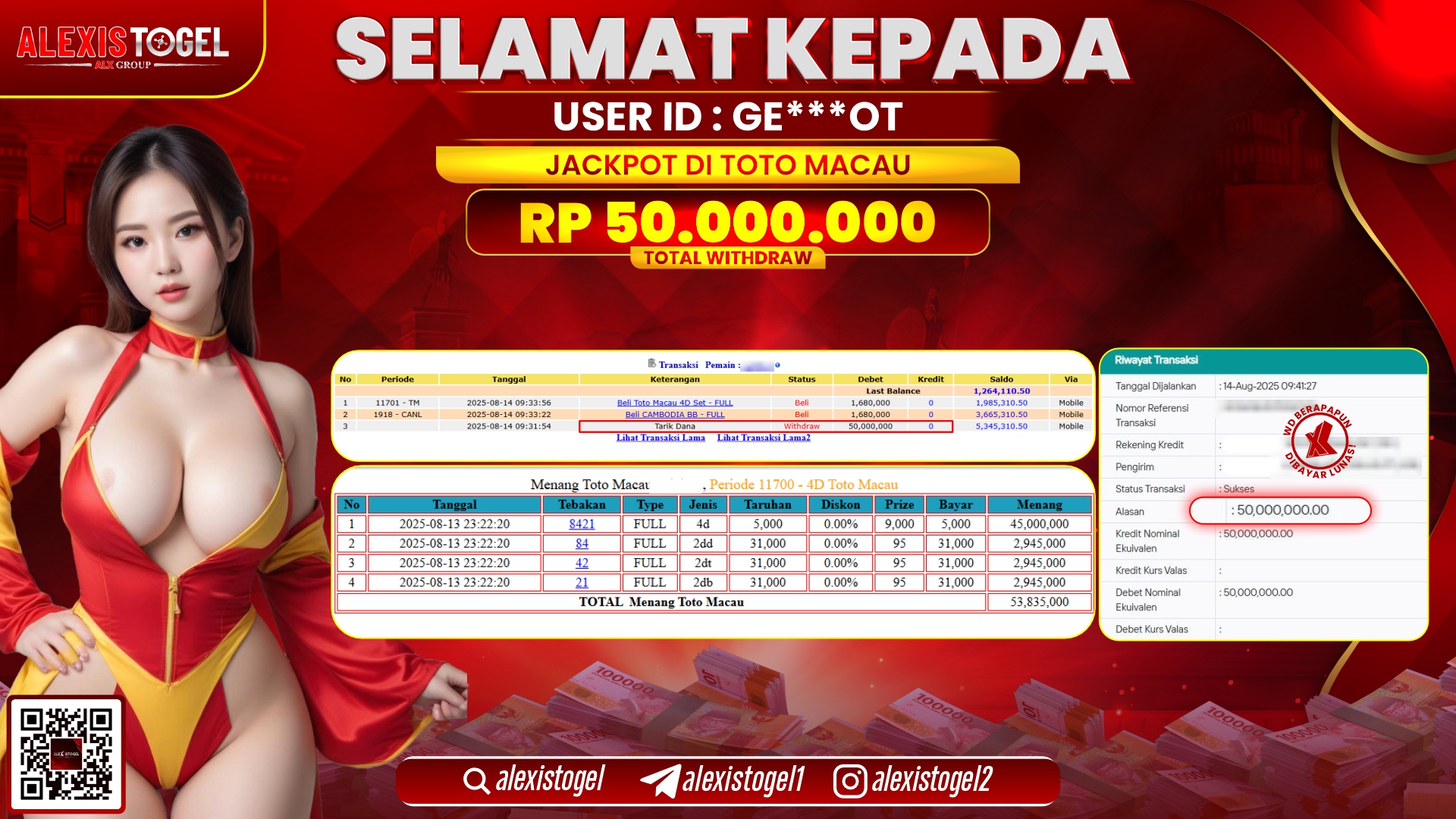 ALEXISTOGEL di TOGEL TOTOMACAU RP.50.000.000 LUNAS