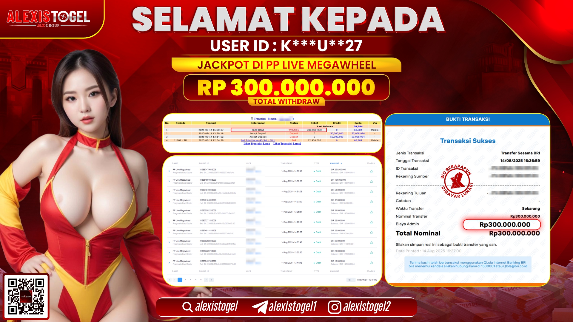 ALEXISTOGEL di PP LIVE MEGAWHEEL RP.300.000.000 LUNAS