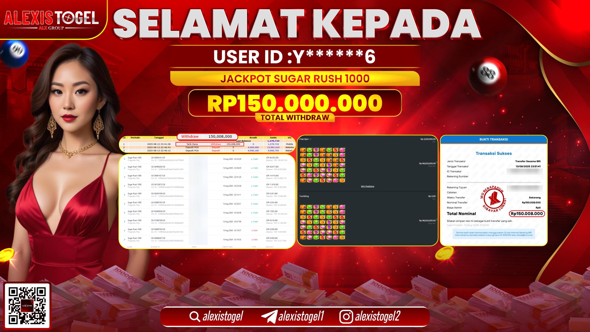 ALEXISTOGEL di SLOT SUGAR RUSH 1000 RP.150.000.000 LUNAS