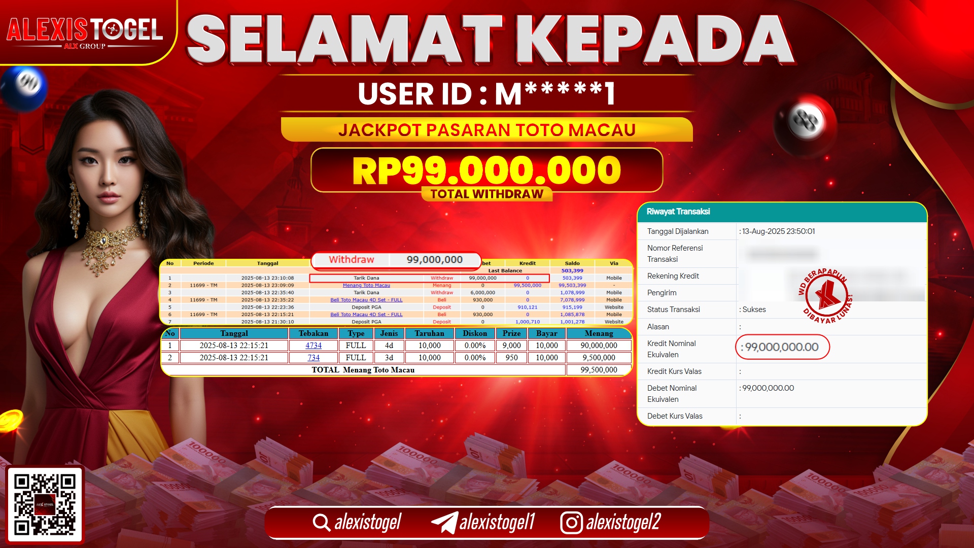 ALEXISTOGEL di TOGEL TOTOMACAU RP.99.000.000 LUNAS