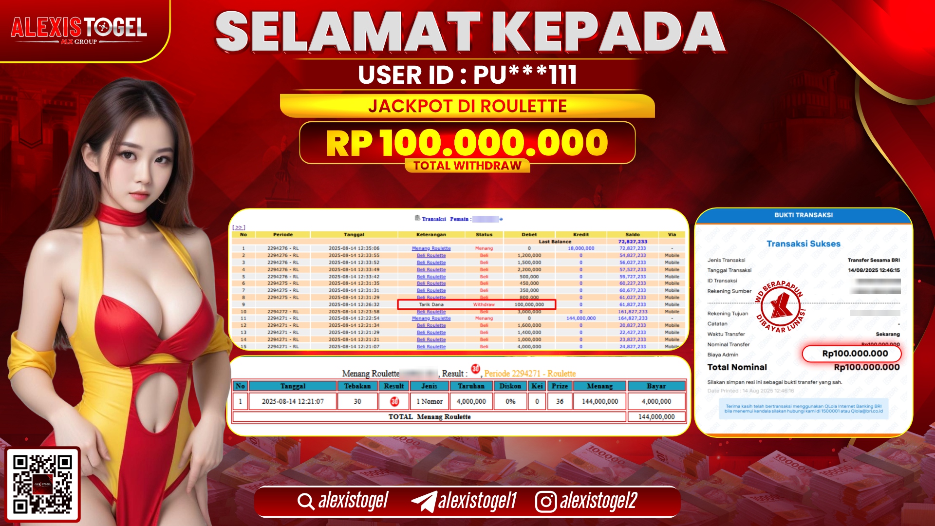 ALEXISTOGEL di CASINO ROULETTE RP.100.000.000 LUNAS