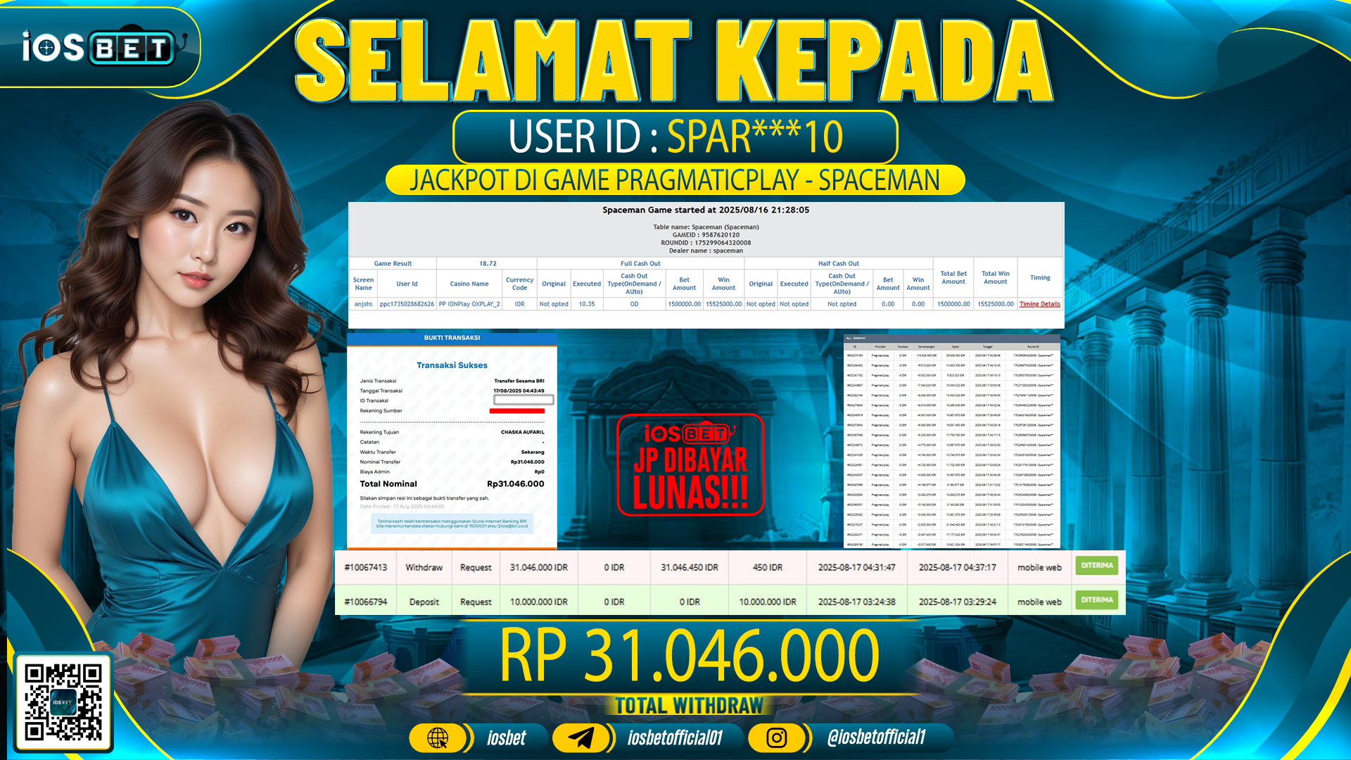 Bukti Pembayaran LUNAS SLOT GAME GACOR  Rp.31.046.000