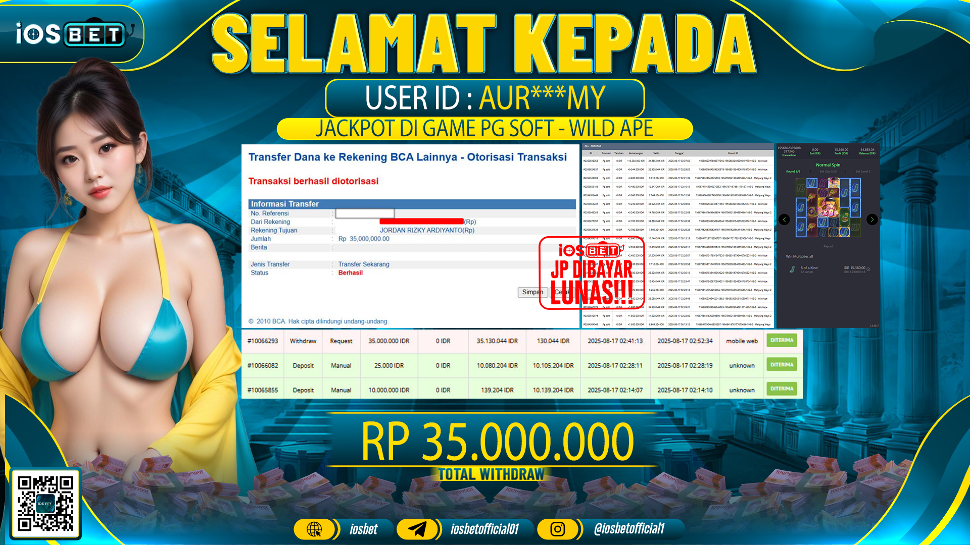Bukti Pembayaran LUNAS SLOT GAME GACOR  Rp.35.000.000
