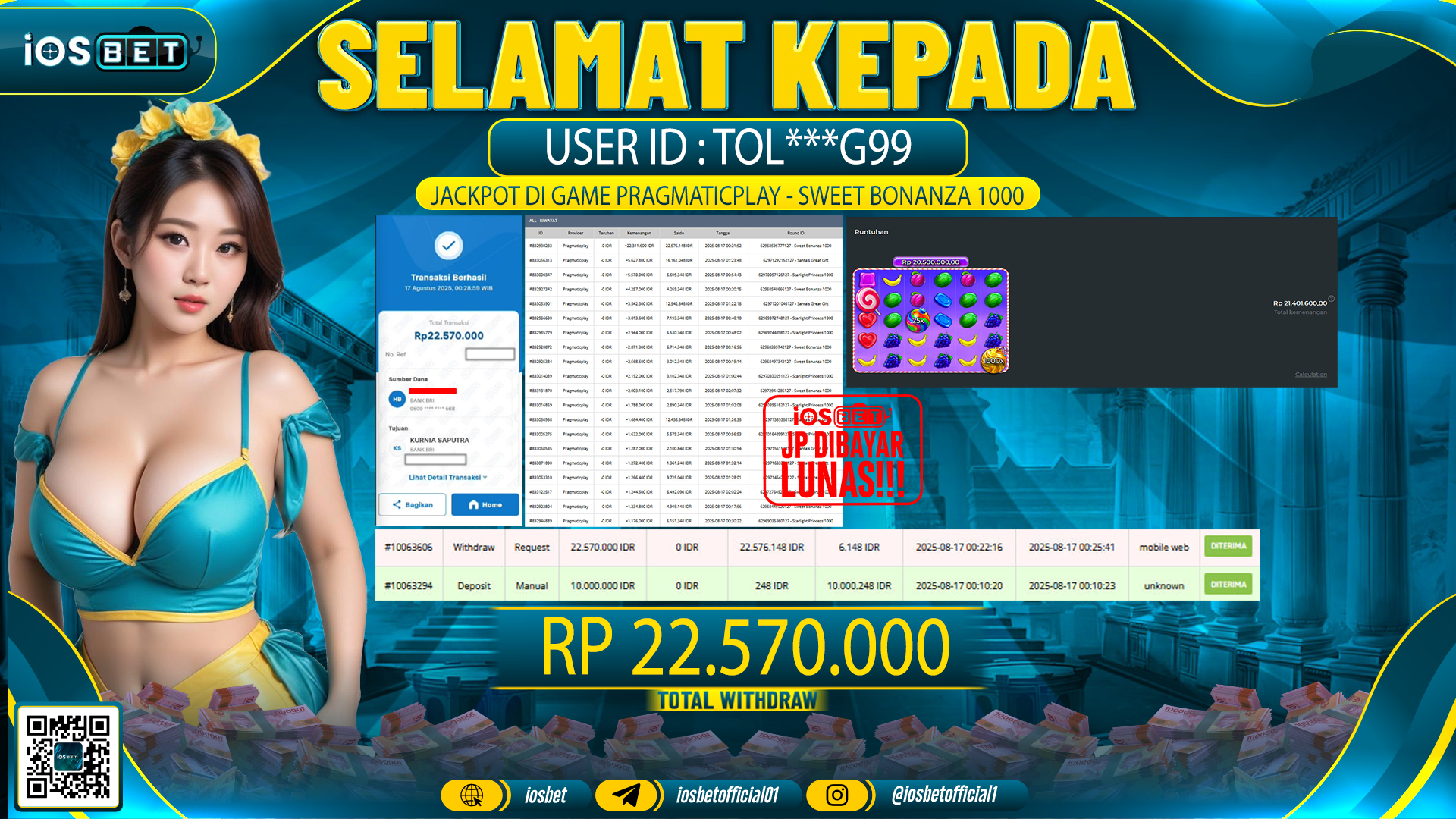 Bukti Pembayaran LUNAS SLOT GAME GACOR  Rp.22.570.000