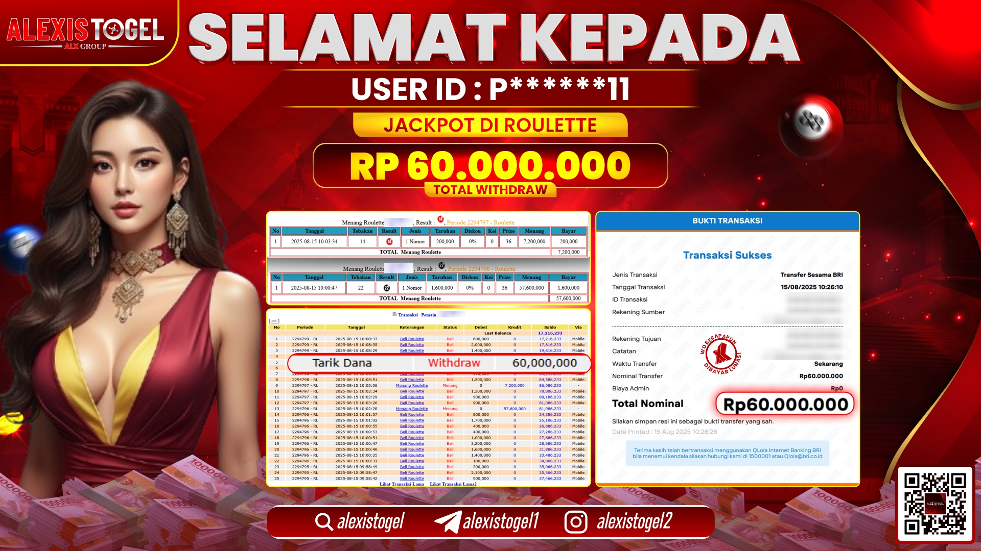 ALEXISTOGEL di CASINO ROULETTE RP.60.000.000 LUNAS