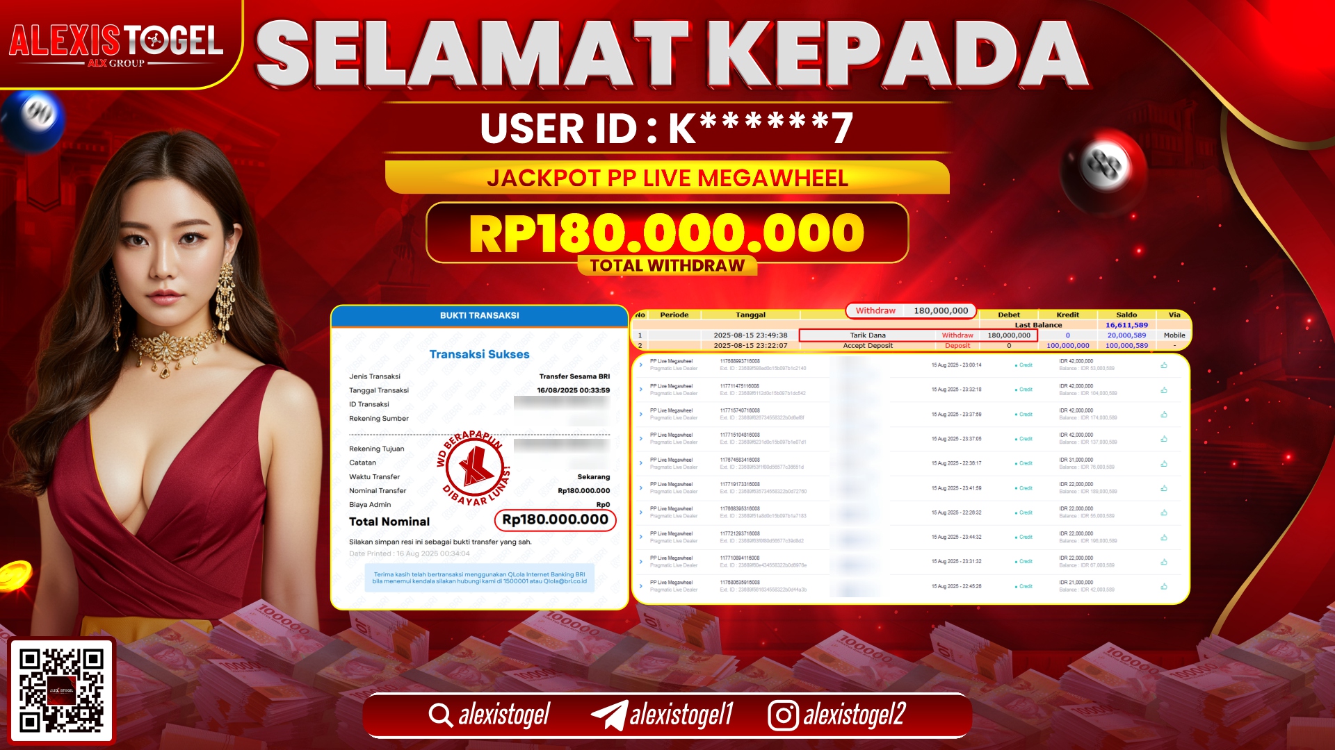 ALEXISTOGEL di PP LIVE MEGAWHEEL RP.180.000.000 LUNAS