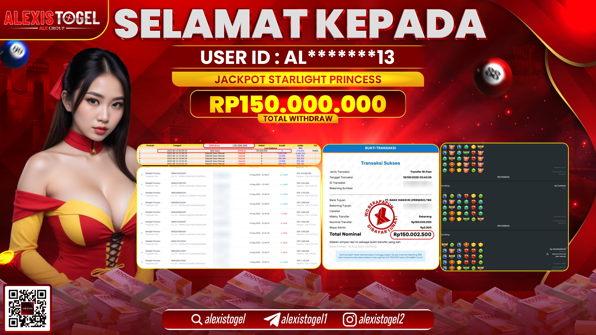 ALEXISTOGEL di SLOT STARLIGHT PRINCESS RP.150.000.000 LUNAS