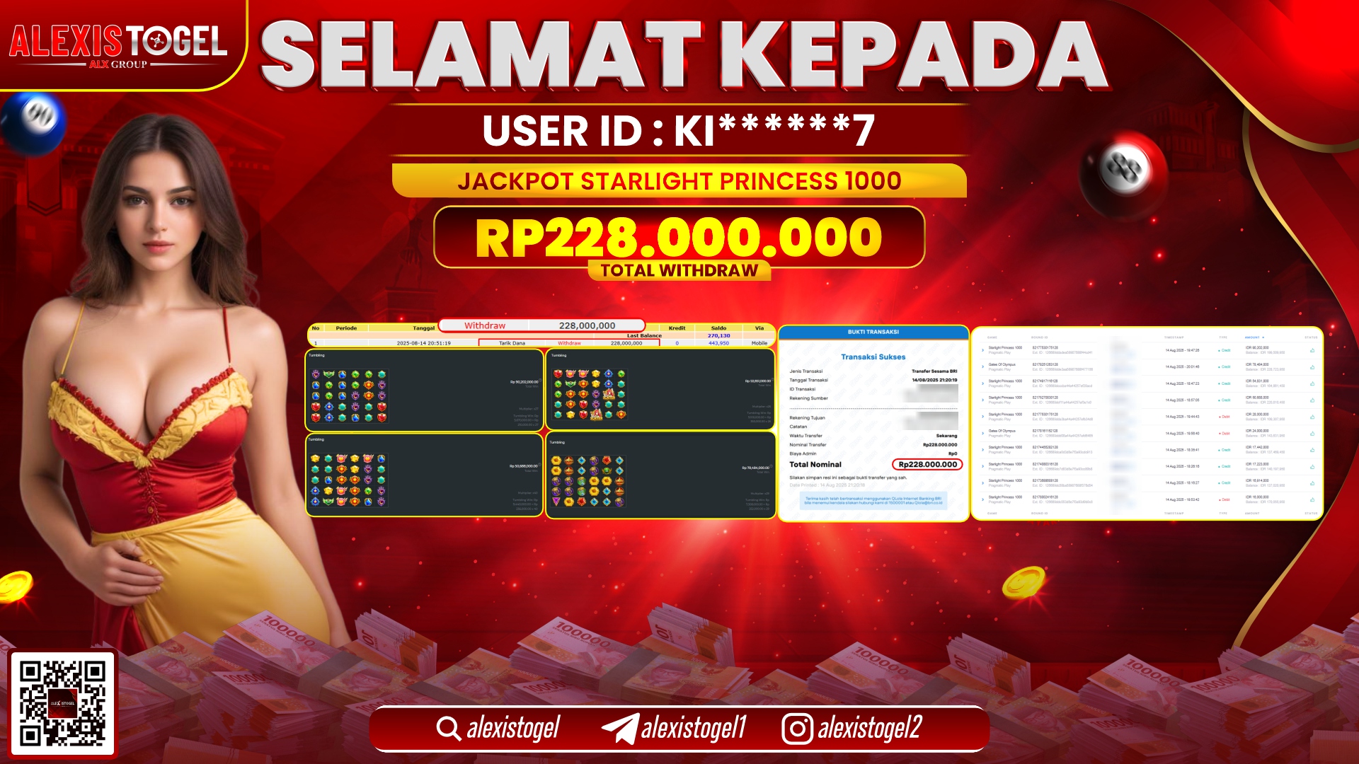 ALEXISTOGEL di SLOT STARLIGHT PRINCESS 1000 RP.228.000.000 LUNAS