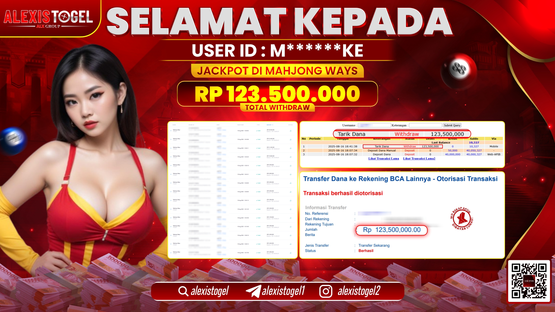 ALEXISTOGEL di SLOT MAHJONG WAYS RP.123.500.000 LUNAS