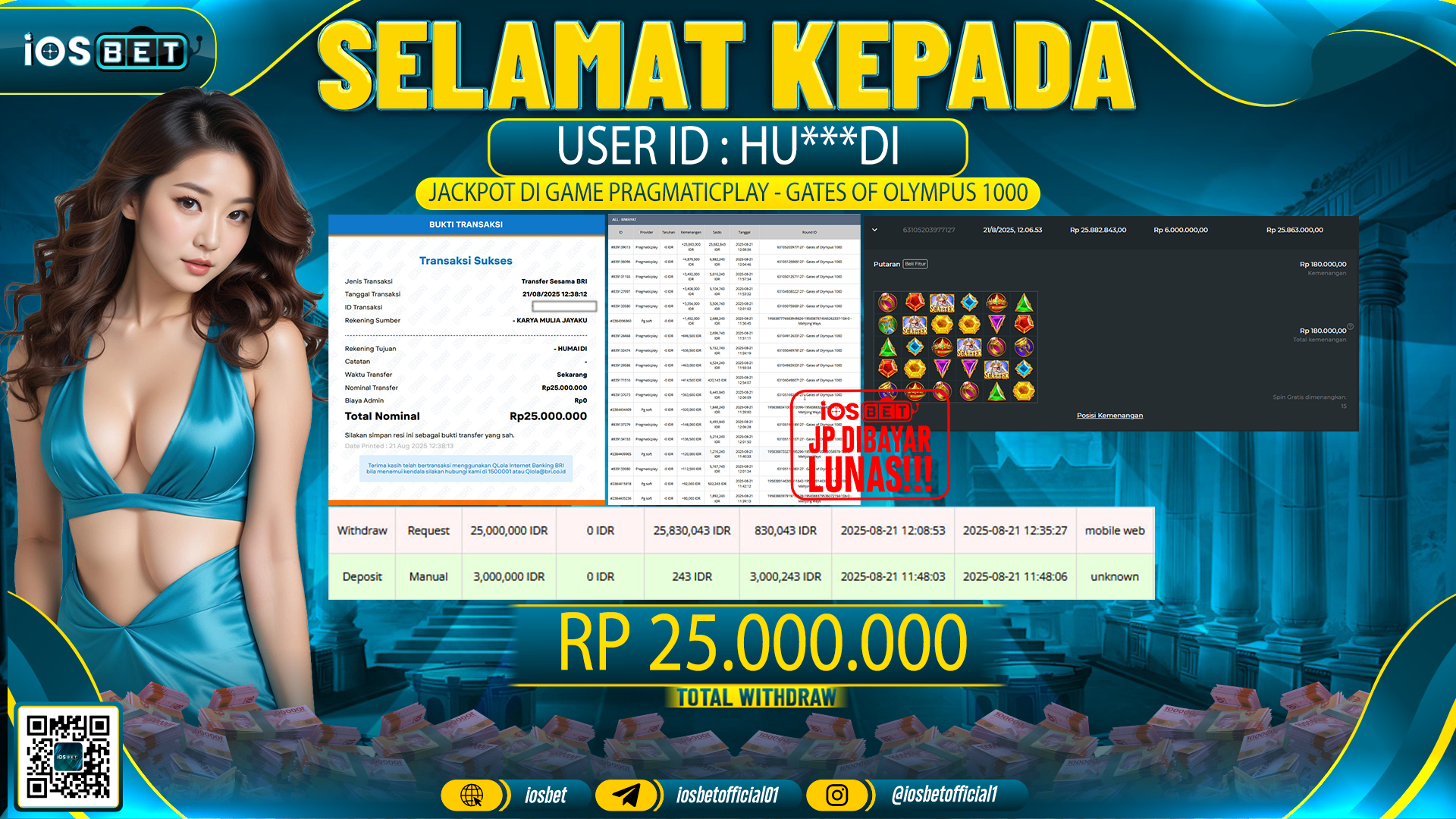 Bukti Pembayaran LUNAS SLOT GAME GACOR  Rp.25.000.000