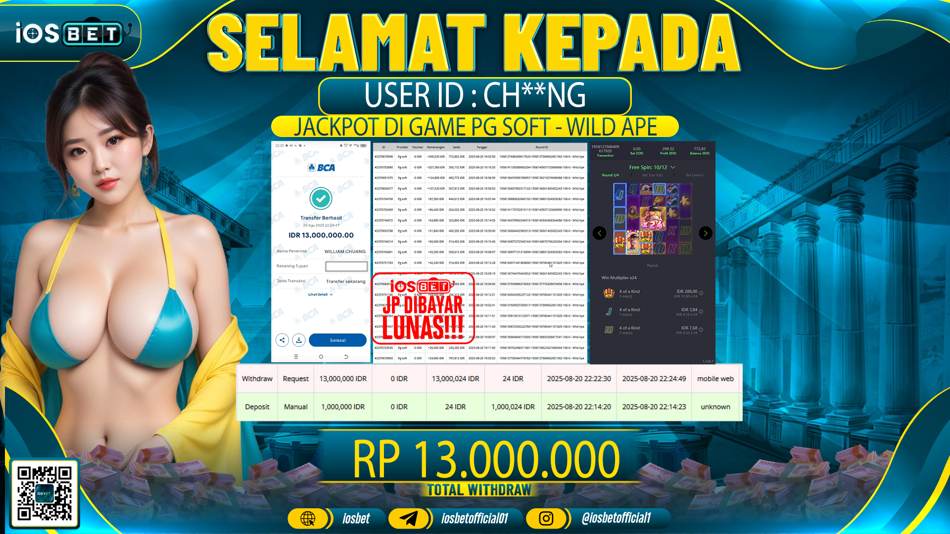 Bukti Pembayaran LUNAS SLOT GAME GACOR  Rp.13.000.000