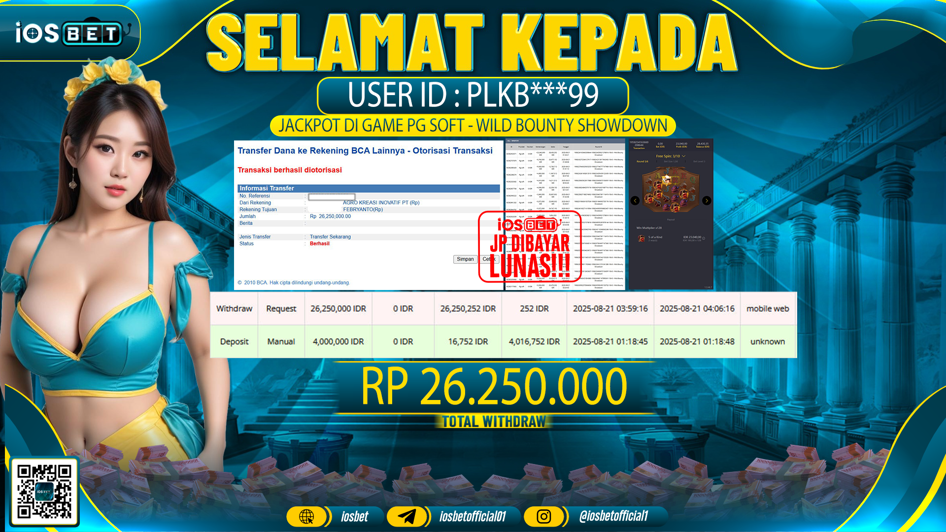 Bukti Pembayaran LUNAS SLOT GAME GACOR  Rp.26.250.000