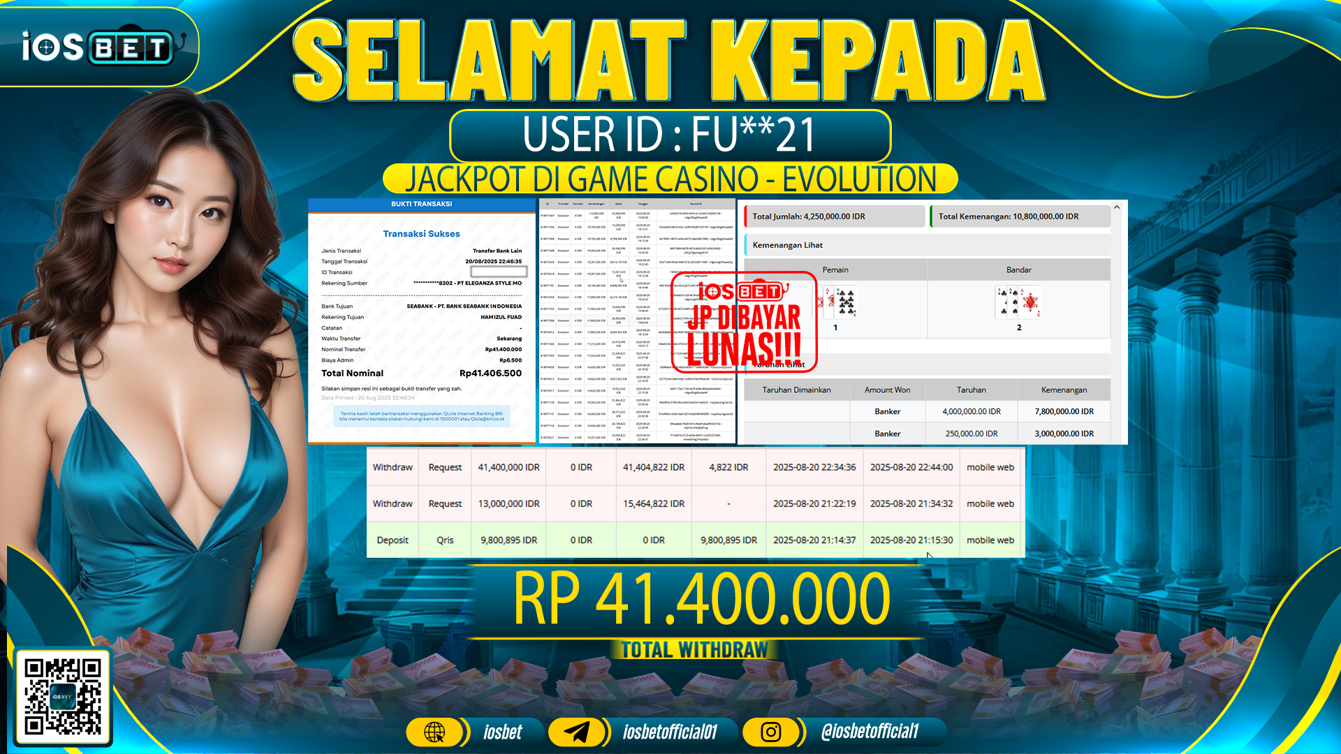 Bukti Pembayaran LUNAS LIVE GAME GACOR  Rp.41.400.000