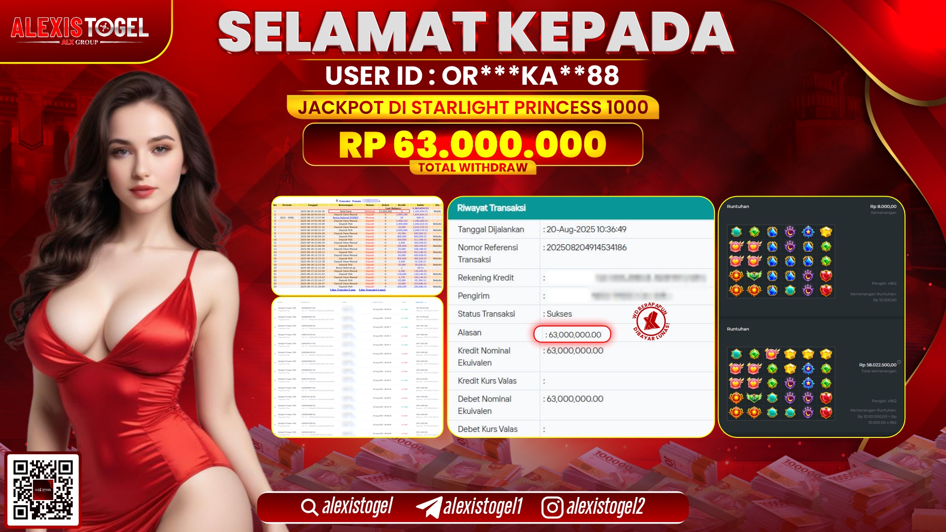 ALEXISTOGEL di SLOT STARLIGHT PRINCESS RP.63.000.000 LUNAS