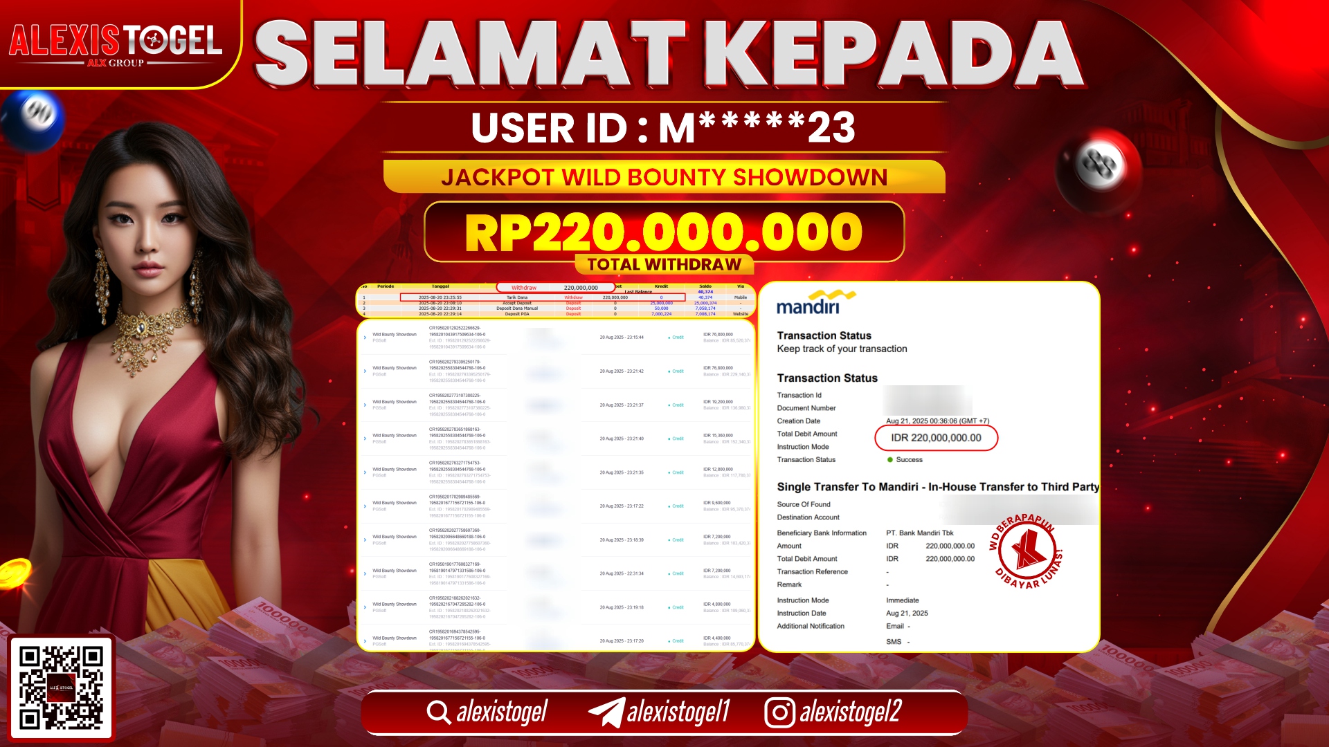 ALEXISTOGEL di SLOT WILD BOUNTY SHOWDOWN RP.220.000.000 LUNAS