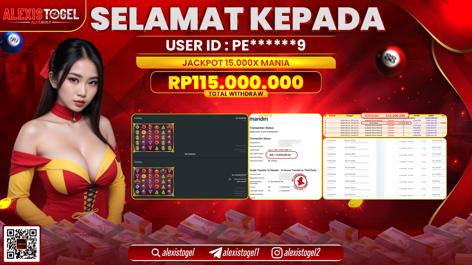 ALEXISTOGEL di SLOT 15.000x MANIA RP.115.000.000 LUNAS