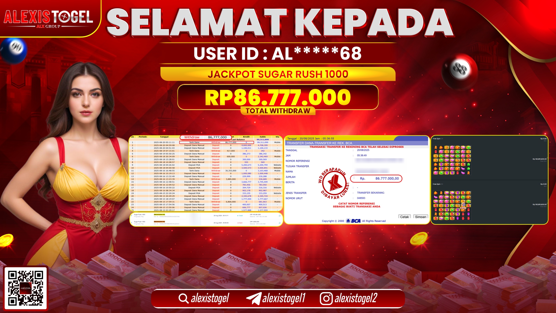 ALEXISTOGEL di SLOT SUGAR RUSH 1000 RP.86.777.000 LUNAS
