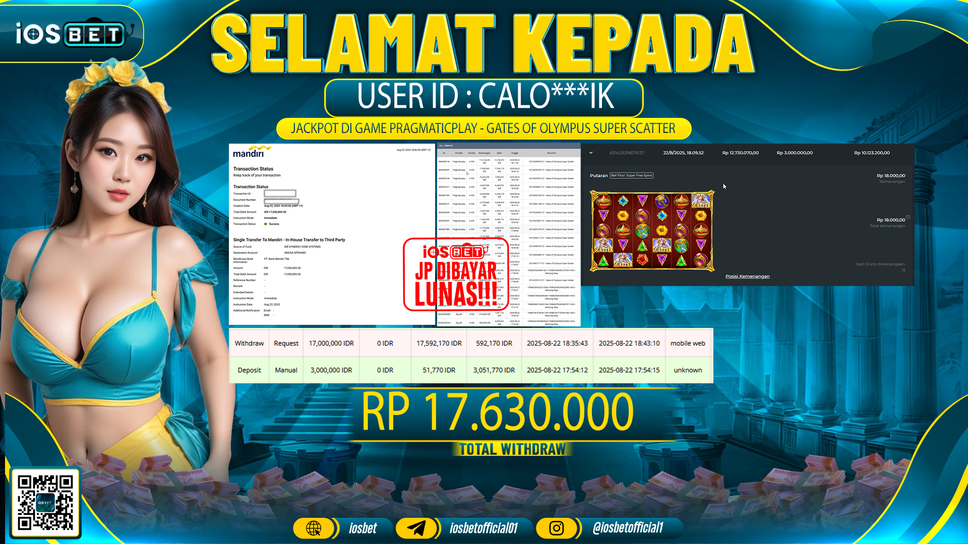 Bukti Pembayaran LUNAS SLOT GAME GACOR  Rp.17.630.000