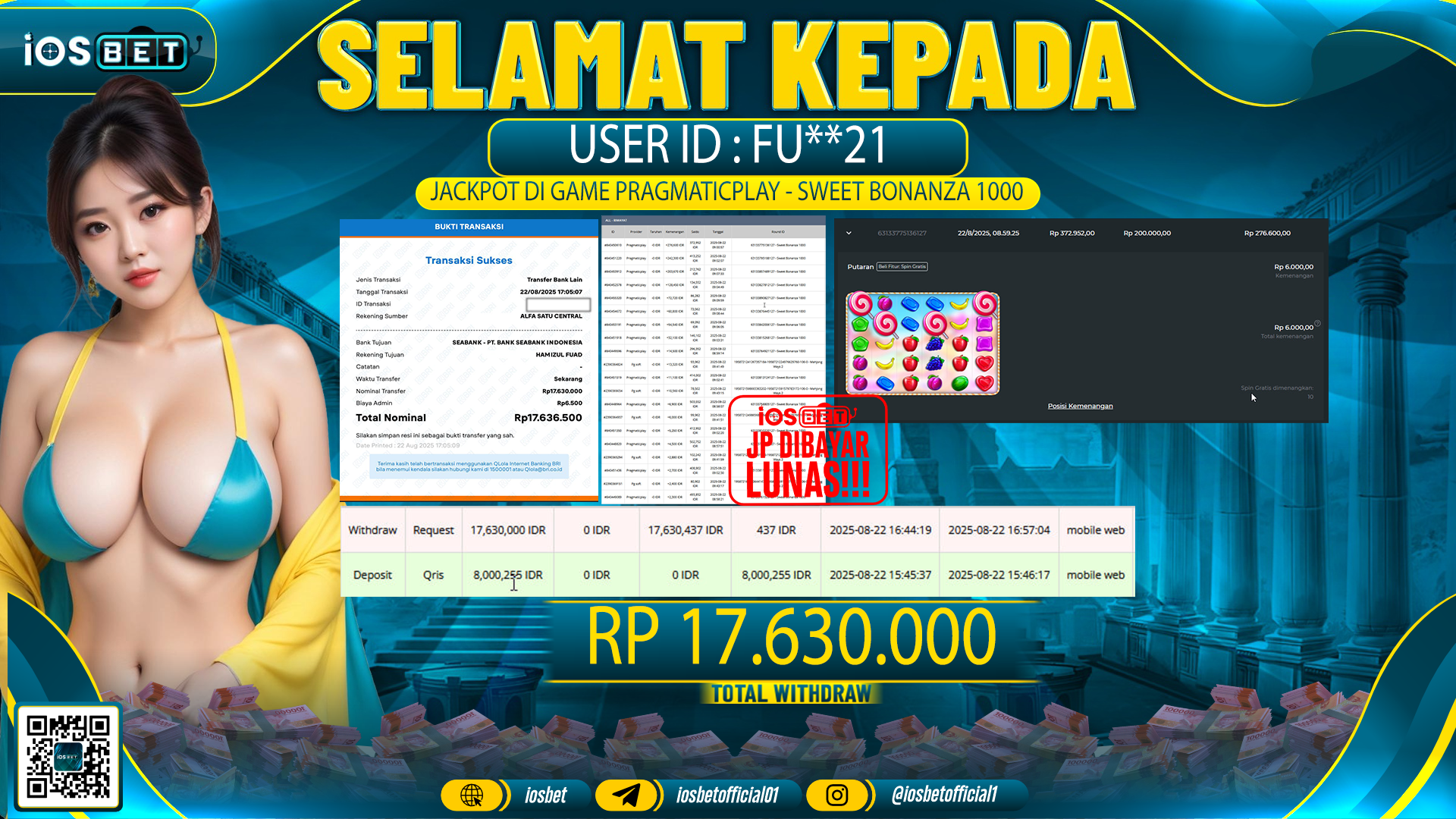 Bukti Pembayaran LUNAS SLOT GAME GACOR  Rp.17.630.000
