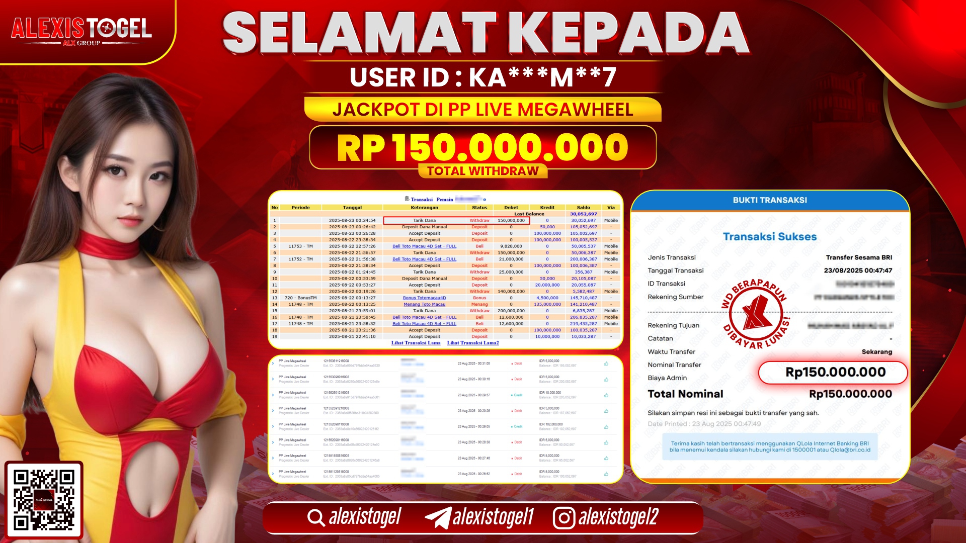 ALEXISTOGEL di PP LIVE MEGAWHEEL RP.150.000.000 LUNAS