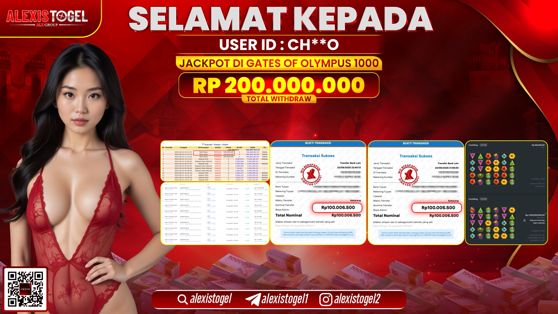 ALEXISTOGEL di SLOT GATES OF OLYMPUS 1000 RP.200.000.000 LUNAS