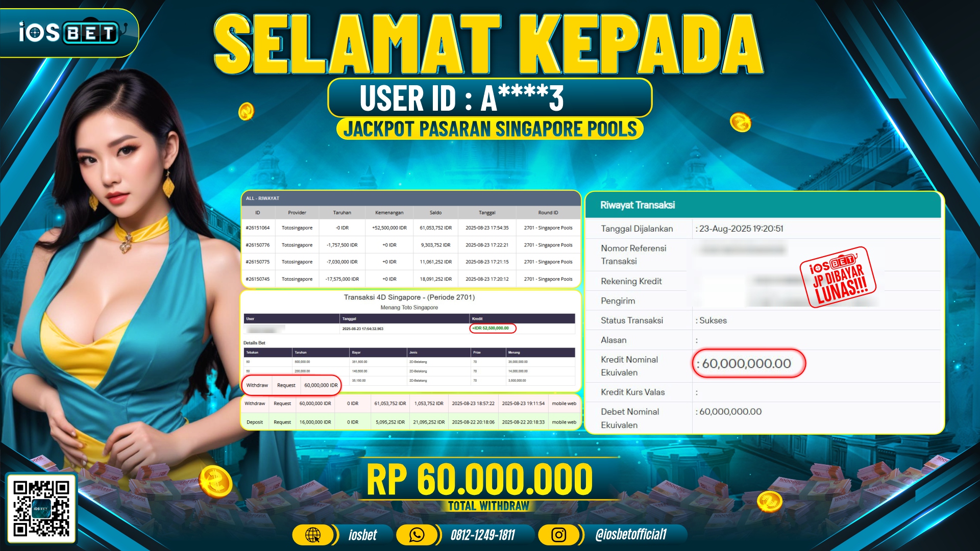 Bukti Pembayaran LUNAS TOGEL GAME GACOR  Rp.60.000.000