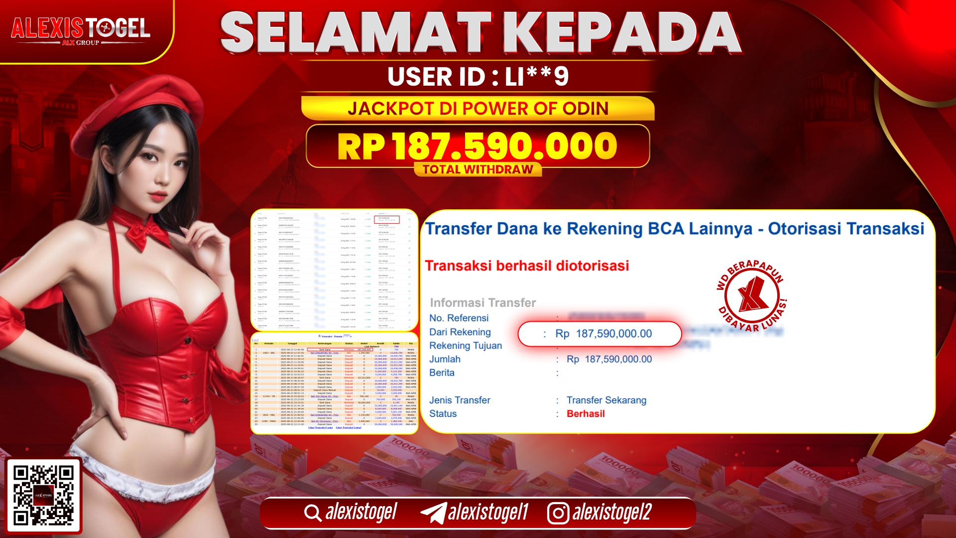 ALEXISTOGEL di SLOT POWER OF ODIN RP.187.590.000 LUNAS