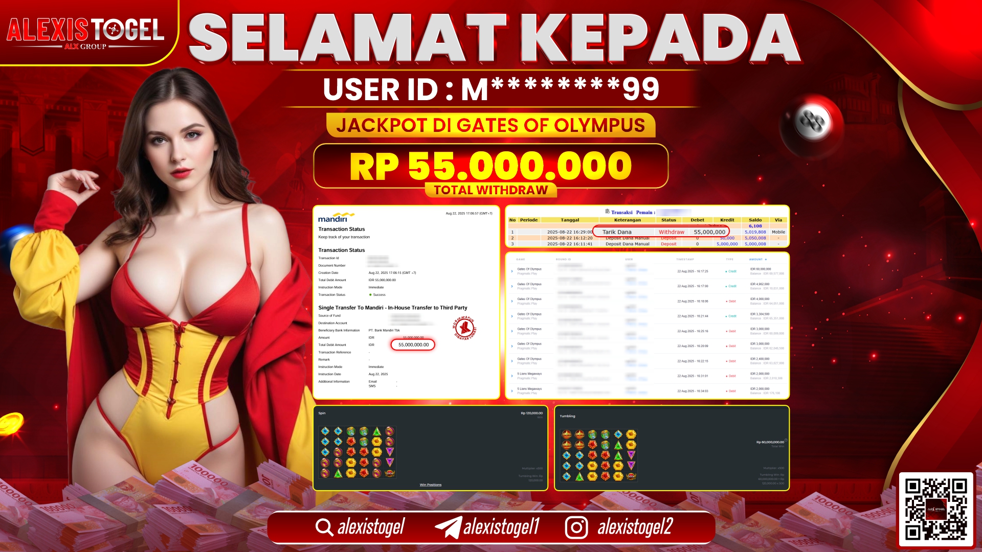 ALEXISTOGEL di SLOT GATES OF OLYMPUS RP.55.000.000 LUNAS